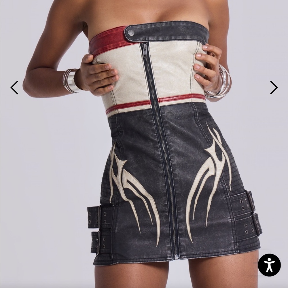 Jaded London Xiva Motocross Distressed Moto Dress with Tribal & Badge Artworks. - Picture 1 of 13